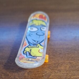 Finger Board Mini Skateboard with Blue Character Design and Orange  McDs 2000
